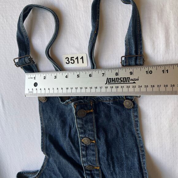 FOREVER 21 Women Denim Overall Front Buttons Bib Above Knee Skirt size M, Blue - Picture 2 of 11